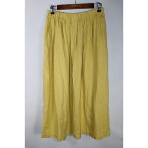 Fog Linen Work Women's 26 Waist Yellow Woven 100% Linen Skirt Made in Lithuania